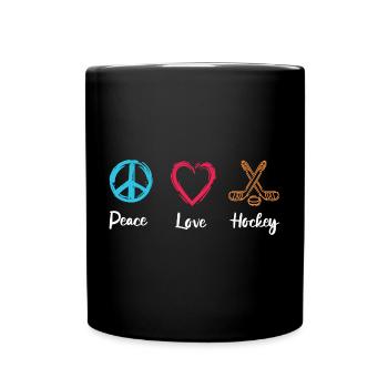Frieden Liebe Eishockey - Tasse einfarbig - Schwarz - Vorne
