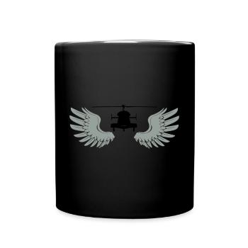Helikopter mit Flügeln - Tasse einfarbig - Schwarz - Vorne