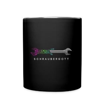 Schraubergott - Mechaniker - Geschenkidee - Tasse einfarbig - Schwarz - Vorne