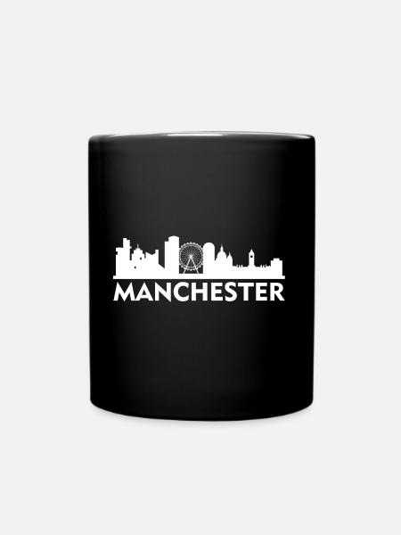 Manchester England Capital Skyline UK - Full Colour Mug - black
