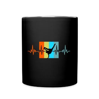 Breakdance Herzschlag retro Geschenk - Tasse einfarbig - Schwarz - Vorne
