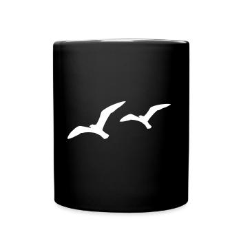Möwen - Tasse einfarbig - Schwarz - Vorne