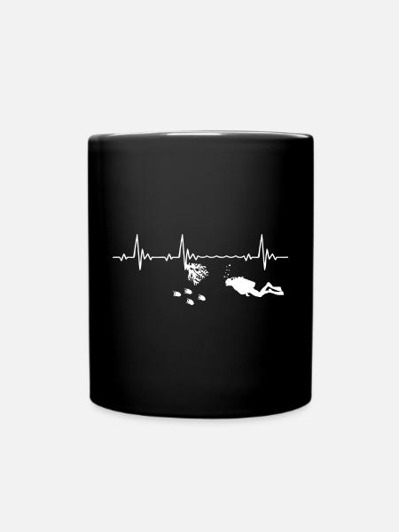 Taucher Taucherin Heartbeat Frequenz Puls EKG - Tasse einfarbig - Schwarz