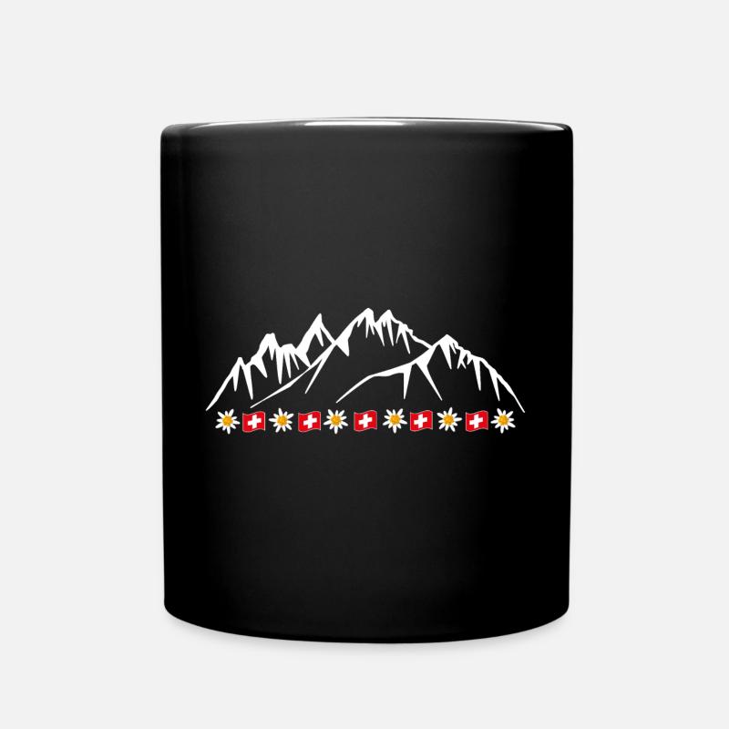 Schweiz, Urlaub, Alpen, Gletscher mit Edelweiss - Tasse einfarbig - Schwarz