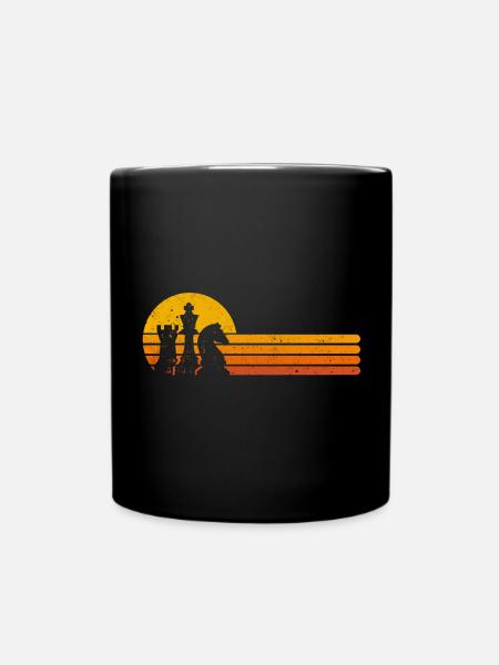 Schach Retro Schachspieler Geschenk Schachfiguren - Tasse einfarbig - Schwarz