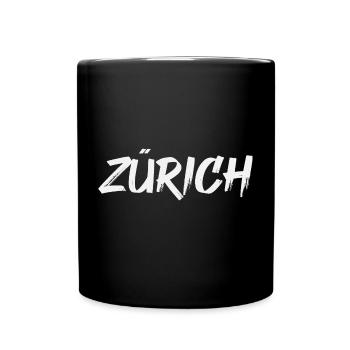 Zürich Stadt Brush Schrift - Tasse einfarbig - Schwarz - Vorne