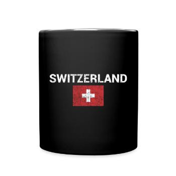 Switzerland Wordmark with Flag Emblem - Full Colour Mug - black - Front