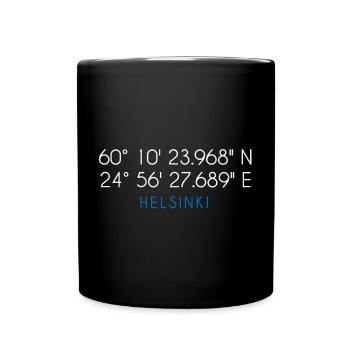 Helsinki Finnland Koordinaten - Tasse einfarbig - Schwarz - Vorne