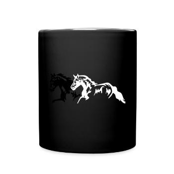 Pferde hengst - stute - fohlen - Tasse einfarbig - Schwarz - Vorne