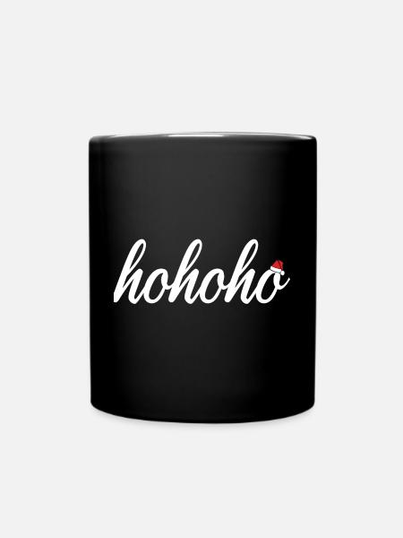 hohoho with Santa's hat - Full Colour Mug - black