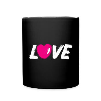 Love Love Heart Heart Handwriting White Brush - Full Colour Mug - black - Front