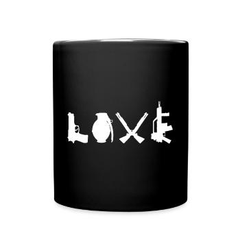 LOVE Banksy Weapons Typography Street Art - Full Colour Mug - black - Front