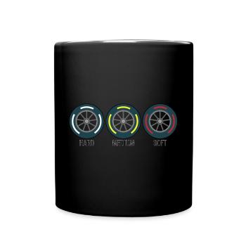 Pneus Formule voiture course - Mug uni - noir - Devant