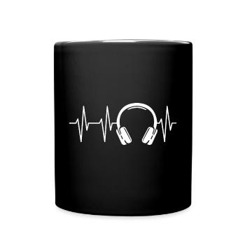 symbol heartbeat headphones pulse ecg music icon - Full Colour Mug - black - Front