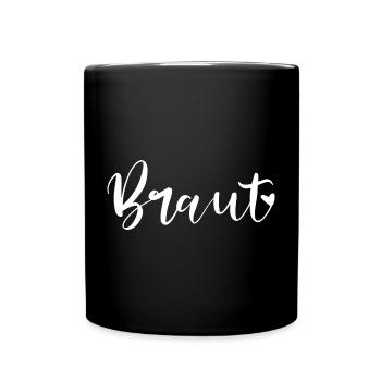 Weißes Braut Design JGA mit Herz - Tasse einfarbig - Schwarz - Vorne