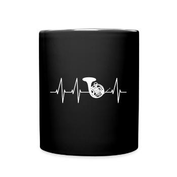 Horn Musikinstrument Herzschlag - Tasse einfarbig - Schwarz - Vorne