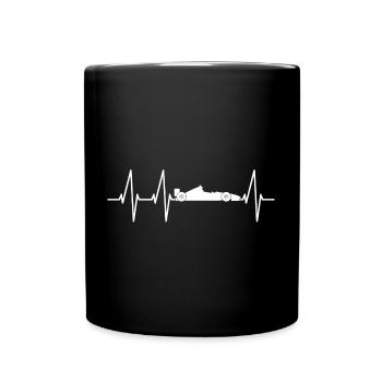 Motorsport Rennwagen Formel Herzschlag - Tasse einfarbig - Schwarz - Vorne