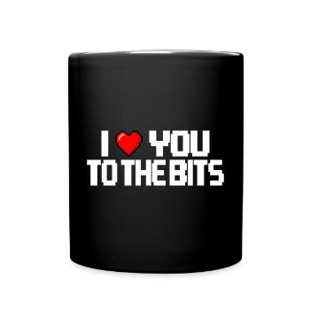 I love you to the bits (dark) - Full Colour Mug - black - Front