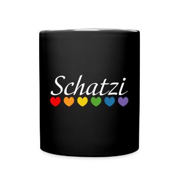 Regenbogenherz Schatzi LGBT lgbtqi queer - Tasse einfarbig - Schwarz - Vorne