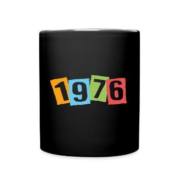 Born in 1976 – Birthday with big colorful numbers - Full Colour Mug - black - Front