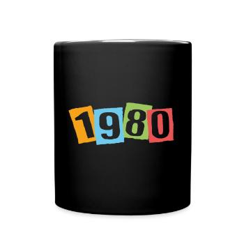 Né en 1980 – Anniversaire avec de grands numéros colorés - Mug uni - noir - Devant