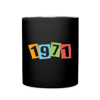 Born in 1971 – Birthday with big colorful numbers - Full Colour Mug - black - Front