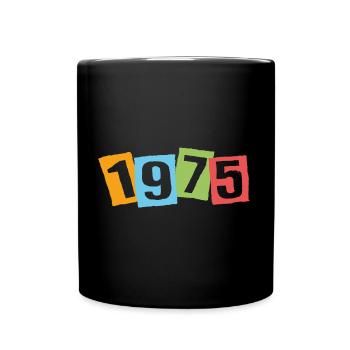 Born in 1975 – Birthday with big colorful numbers - Full Colour Mug - black - Front