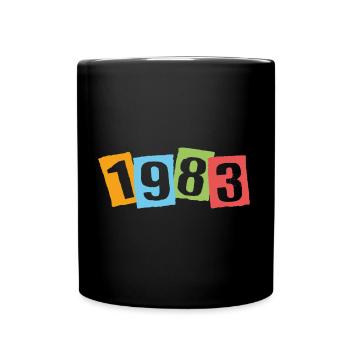 Born in 1983 – Birthday with big colorful numbers - Full Colour Mug - black - Front