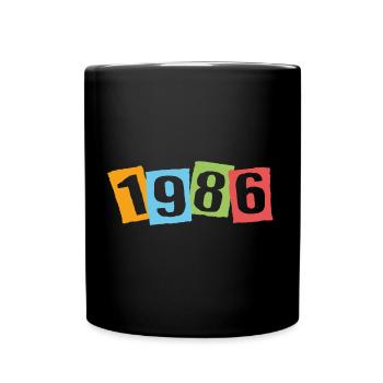 Born in 1986 – Birthday with big colorful numbers - Full Colour Mug - black - Front