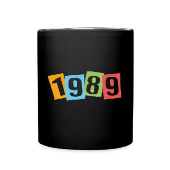 Born in 1989 – Birthday with big colorful numbers - Full Colour Mug - black - Front