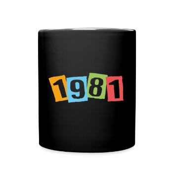 Born in 1981 – Birthday with big colorful numbers - Full Colour Mug - black - Front