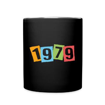 Born in 1979 – Birthday with big colorful numbers - Full Colour Mug - black - Front