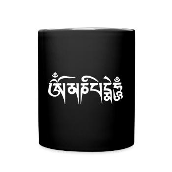 Om Mani Padme Hum - Mantra in tibetischer Schrift - Tasse einfarbig - Schwarz - Vorne