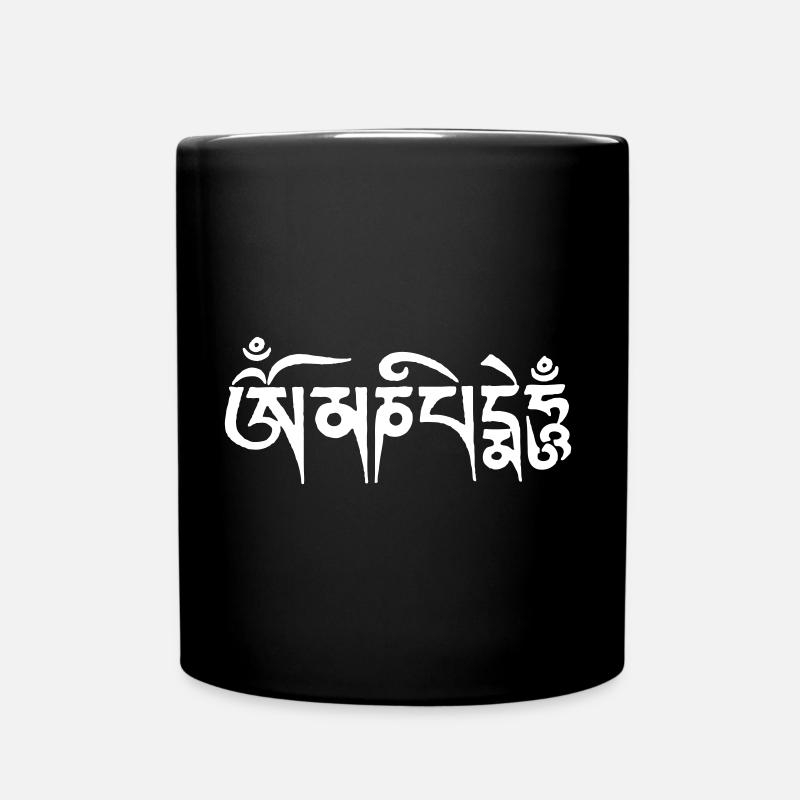 Om Mani Padme Hum - Mantra in tibetischer Schrift - Tasse einfarbig - Schwarz