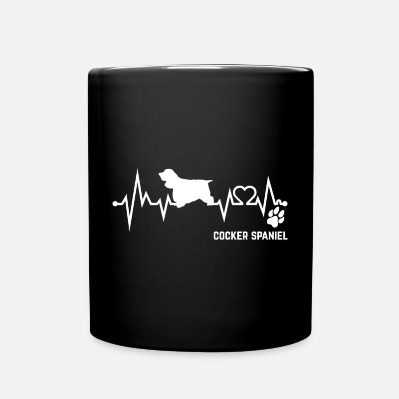 Cocker Spaniel Heartbeat Pulse ECG Cadeau pour chien - Mug uni - noir
