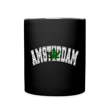 Design d’Amsterdam avec feuille de cannabis - Mug uni - noir - Devant