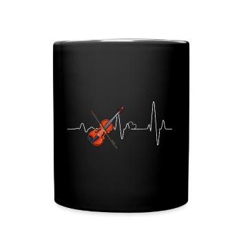 Violinist Herzschlag Heartbeat Violine Geiger - Tasse einfarbig - Schwarz - Vorne