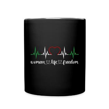 Woman Life Freedom Herzschlag Iran Frauenrechte - Tasse einfarbig - Schwarz - Vorne