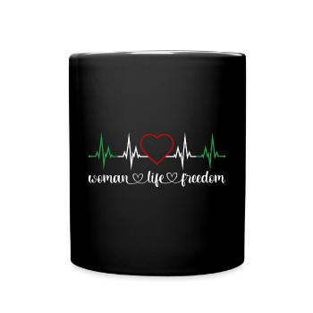 Woman Life Freedom Heartbeat Women's Rights Iran - Full Colour Mug - black - Front