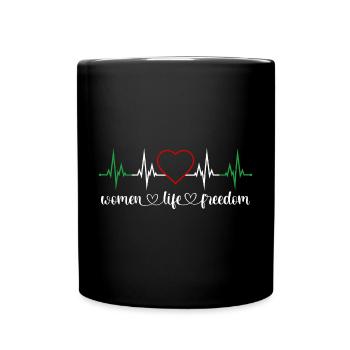Women Life Freedom Herzschlag Frauenrechte Iran - Tasse einfarbig - Schwarz - Vorne