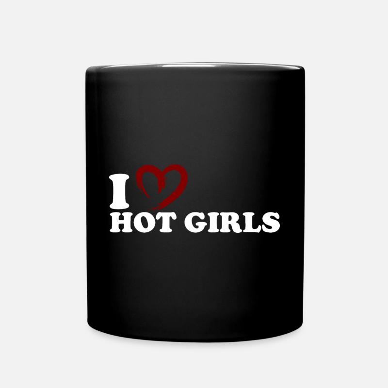 I ♥ Hot Girls - Tasse einfarbig - Schwarz