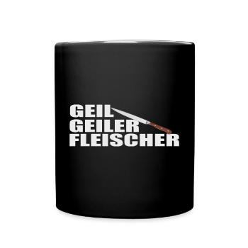 Fleischer Metzger Zerleger Schlachter - Tasse einfarbig - Schwarz - Vorne