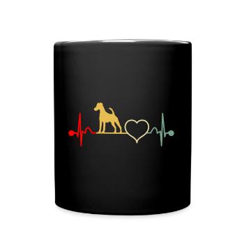 Smooth Fox Terrier Fox Terrier Heartbeat Vintage - Mug uni - noir - Devant