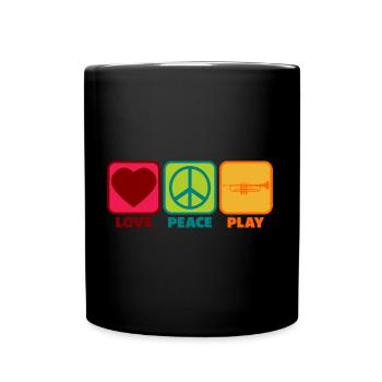 Trombone Player Mama Girl mit Spruch Sprüche Peace - Tasse einfarbig - Schwarz - Vorne