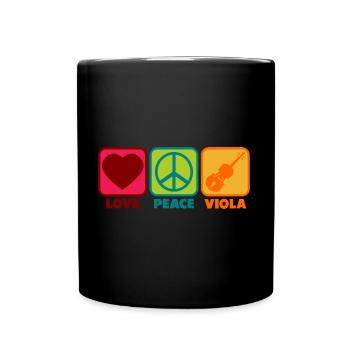 Viola Player Violinspieler Girl Sprüche Peace Love - Tasse einfarbig - Schwarz - Vorne