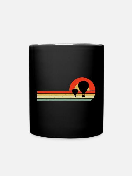 Hot Air Ballooning Hopper Balloon Vintage Retro - Full Colour Mug - black