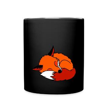 Schlafender Fuchs - Schlafshirt - Tasse einfarbig - Schwarz - Vorne