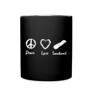 Peace Love Snowboard - Full Colour Mug - black - Front