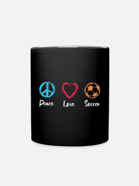 Frieden Liebe Fußball - Tasse einfarbig - Schwarz