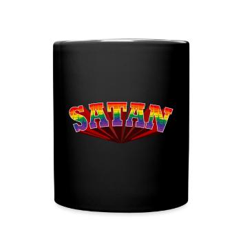 Satan Regenbogen Text - Tasse einfarbig - Schwarz - Vorne